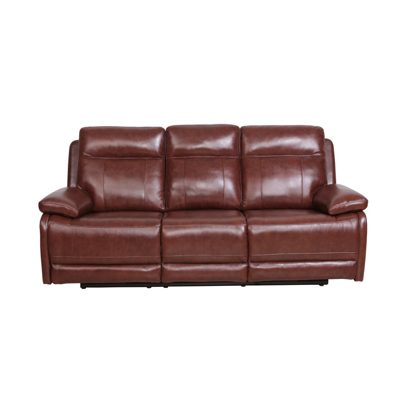 Ebern Designs Nicolette Genuine Leather 3 Seater Reclining Sofa